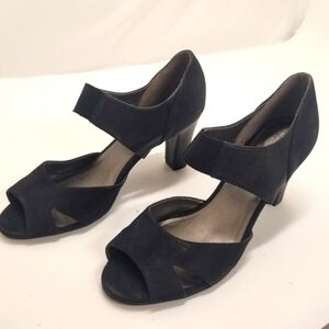Life Stride Cielo Womans Size 11M Black Faux Leather Dress Pump Open Toe …
